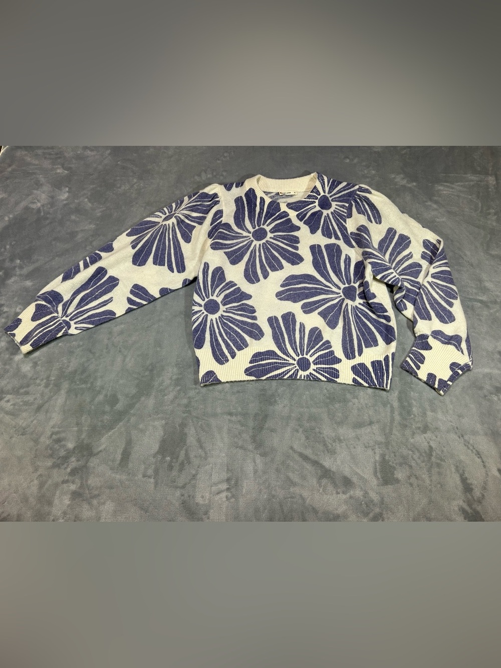 Marine Layer Sweater Women XL Floral Alma Puff Sleeve Alpaca Wool Blend